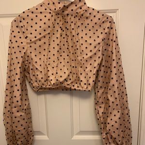 light pink and polka dot crop long sleeve
